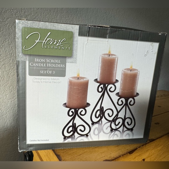 NWT Iron Candle Scroll Set of 3 - Picture 3 of 10
